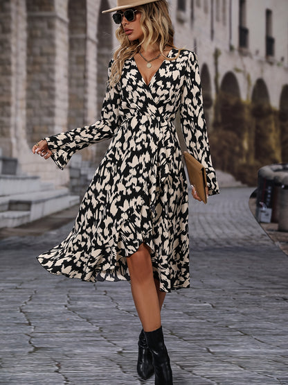 Antmvs V Neck Long Sleeve Slim Dress, Casual Every Day Dress For Fall & Spring, Women's Clothing
