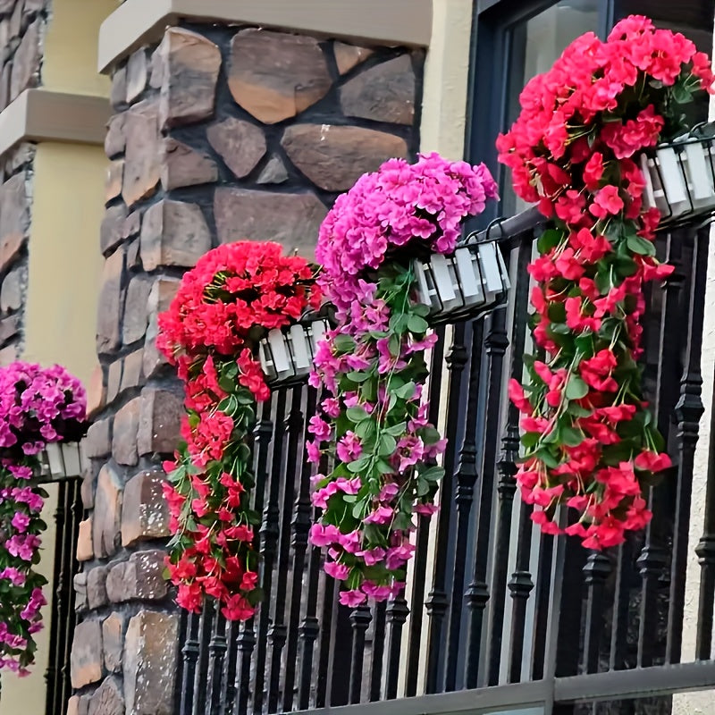 2pcs Artificial Flower Violet Simulation Flower Vines, Outdoor Home Decoration, Wall Hanging Decoration, Wedding Faux Flower Rattan, Plastic Hanging Basket, Home Decor, Room Decor