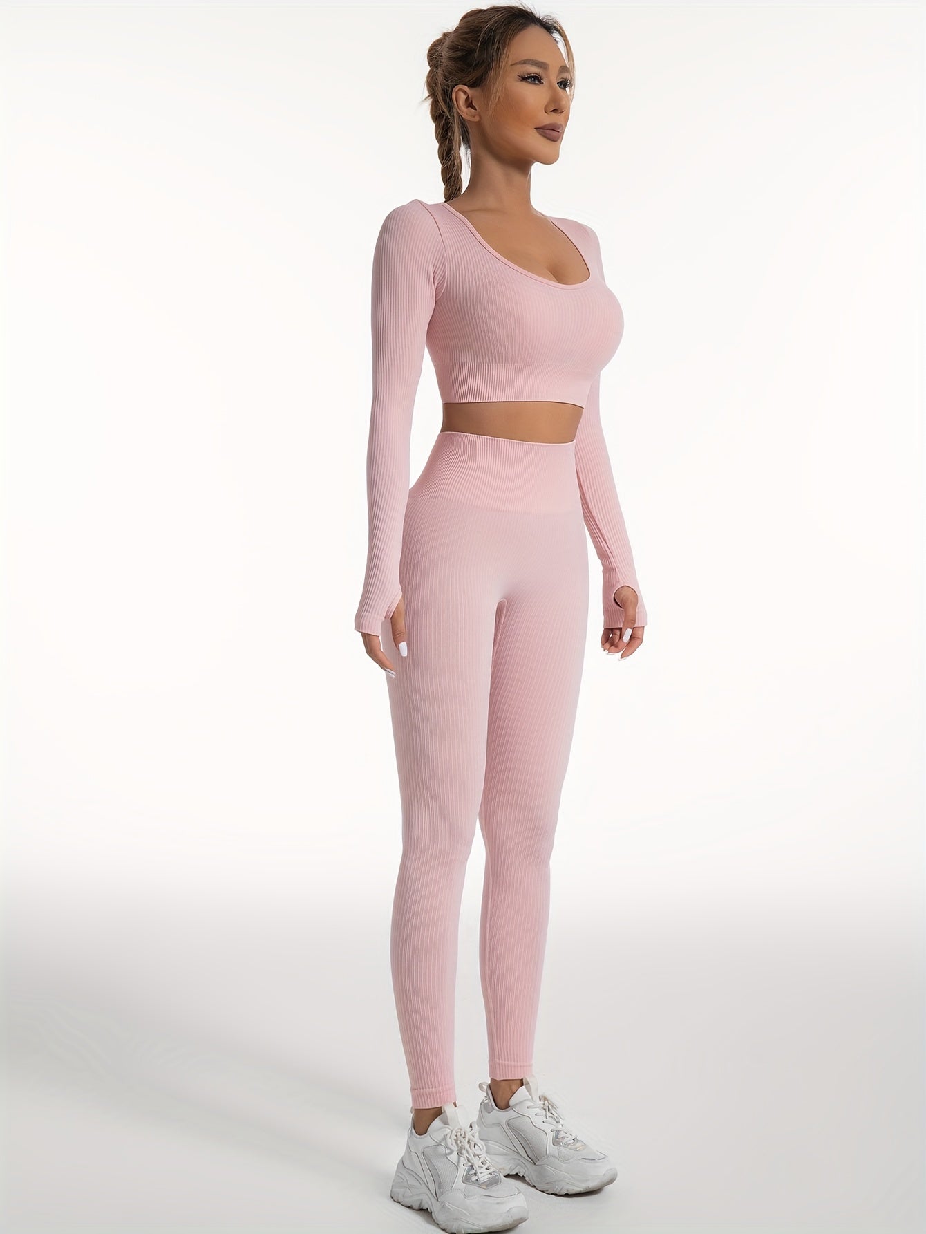 Antmvs Look & Feel Your Best with These 2pcs Ribbed Yoga Workout Suits!