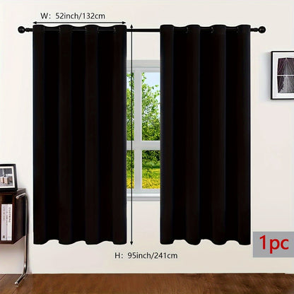 1pc Luxurious Thick Black Curtain - Ultimate Room Darkening, Insulation, Sunshade, Grommet Top - Perfect for Bay Windows, Balconies, Living Room, Bedroom, Office - Stylish Home Decor Essentials