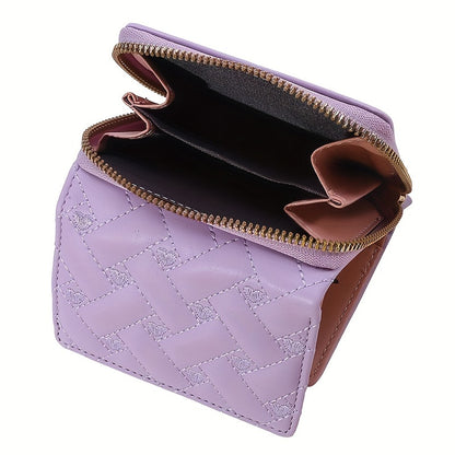 1PC Heart Embroidered Faux Leather Wallet, Women's Small Cute Wallet With Multi Card Slots