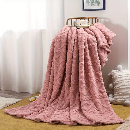 1pc Ultra-Soft Lamb Fleece Blanket - Luxurious 3D Fashionable Design, Plush Thick, Warm, and Breathable - Multifunctional Blanket for Bed, Couch, Travel, and Outdoor Use