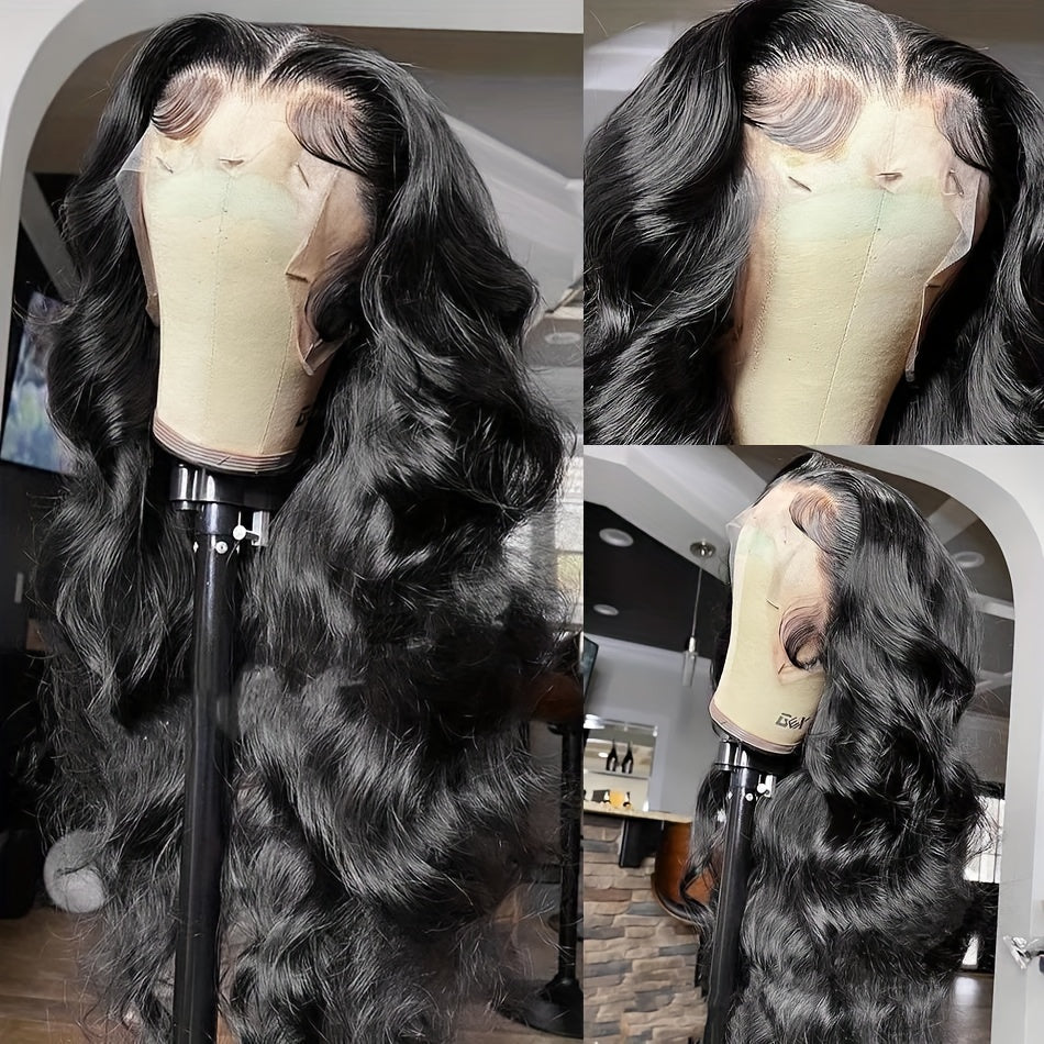 13x4 Body Wave Lace Front Glueless Wavy Wig Cap Headband Curly Wig for Women - 180% Density, Synthetic, Heat Resistant, 26 Inch Long, Basics Style for Daily Party and Special Occasions