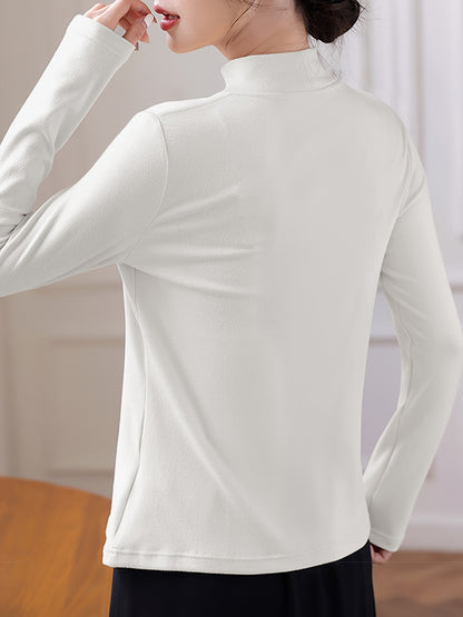 Antmvs Mock Neck Thermal Underwear Top, Soft & Comfortable Long Sleeve Top, Women's Lingerie & Sleepwear