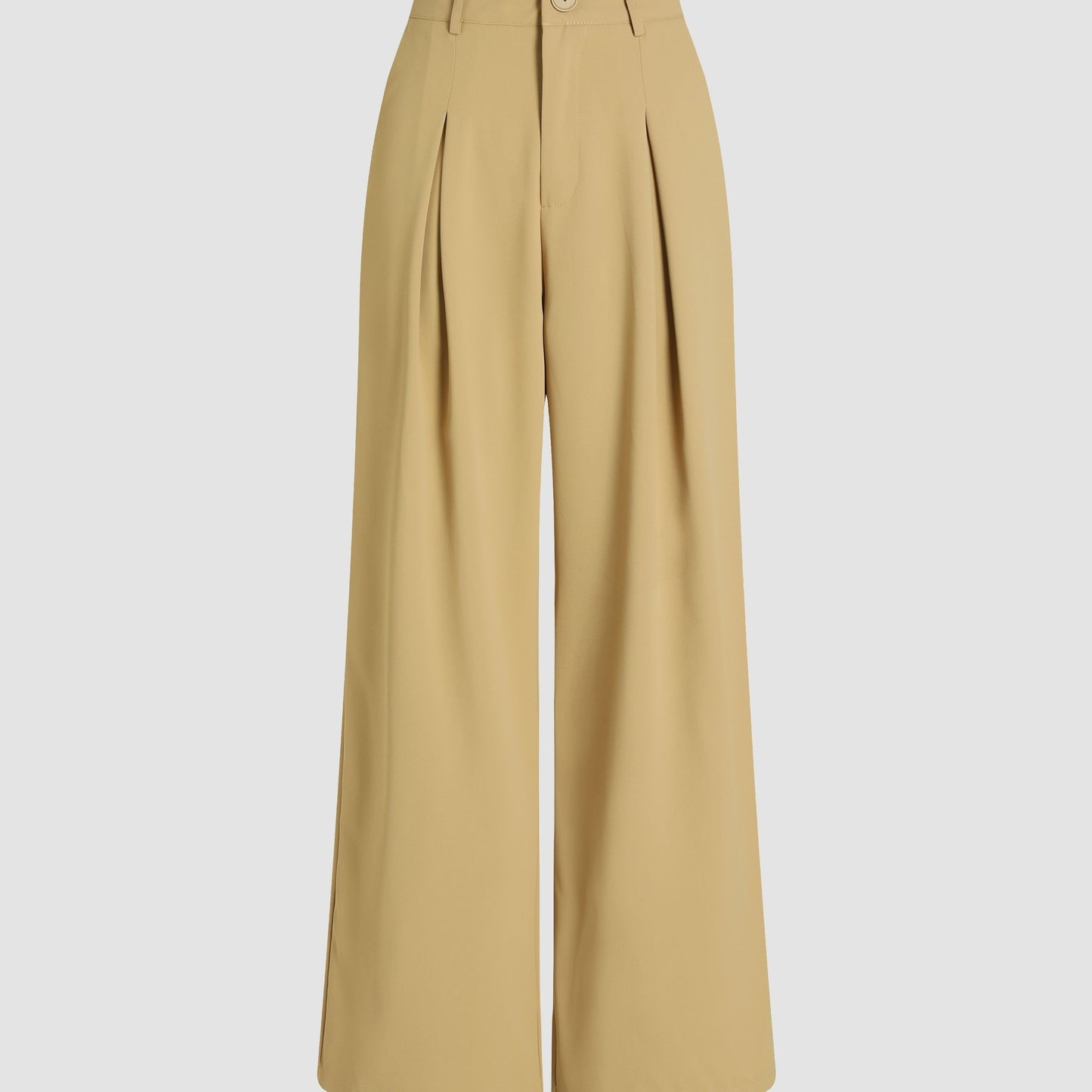 Antmvs Solid Wide Leg Pants, Elegant Button Slant Pocket Draped Pants, Women's Clothing