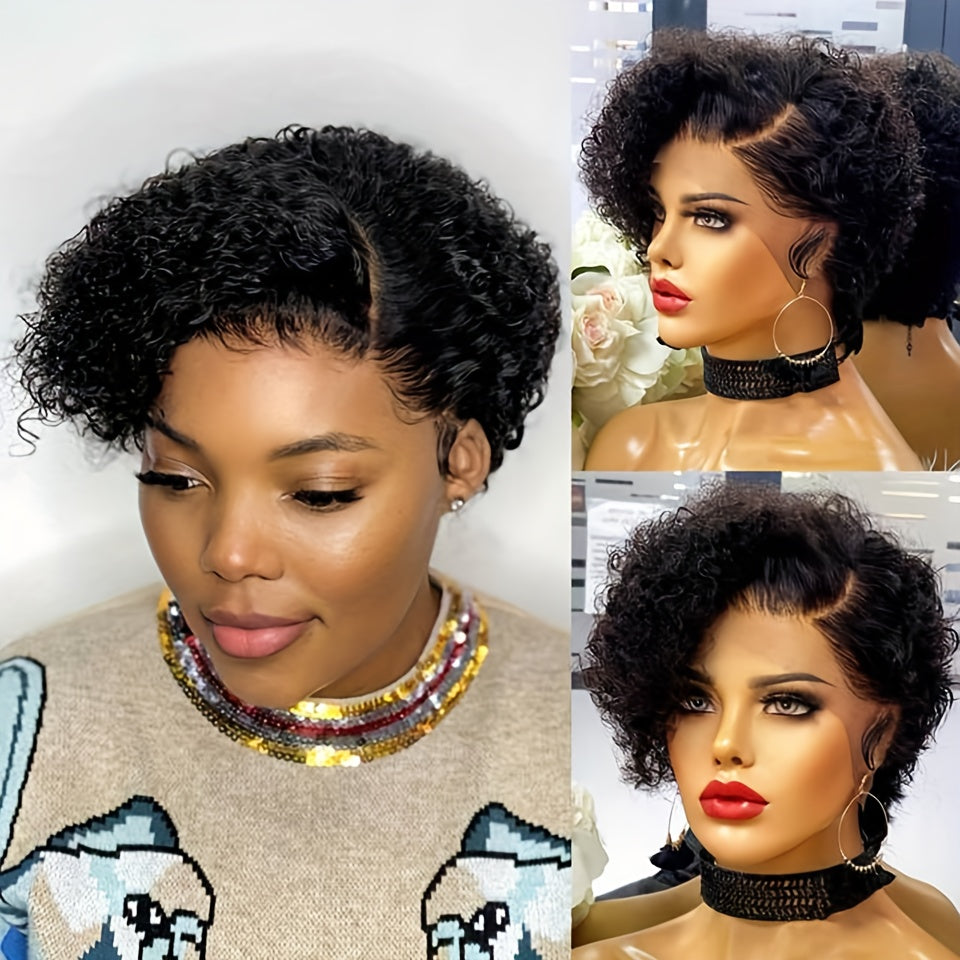 13x1 Lace Front Curly Wave Bob Wig - 150% Density, Preplucked Hairline, Transparent Deep Wave Lace Wig for Women and Men - Unisex, Basics Style, Suitable for All