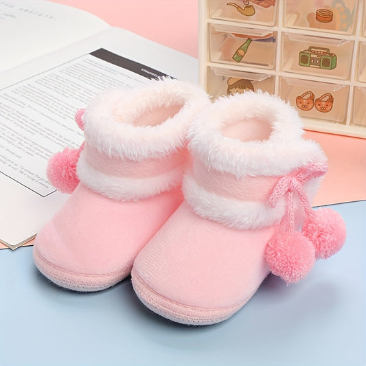 Adorable Fleece Lined Boots for Baby Girls - Soft, Warm, Comfortable, and Cozy for Indoor Walking, Autumn and Winter Seasons - Perfect for Little Princesses