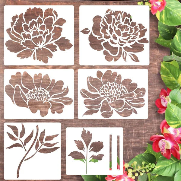 🌻Flower Stencil for Garden Fence Large Flower Stencils for Wall 14” Peony Templates for Painting on Wood Furniture