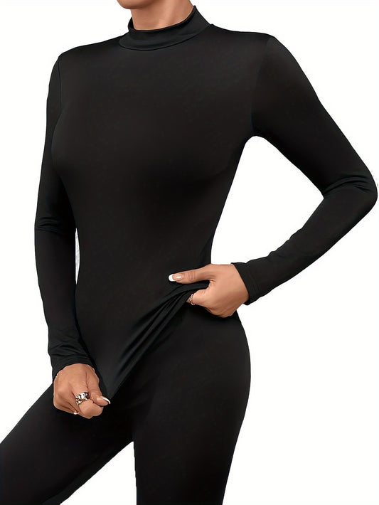 Antmvs Seamless Thermal Underwear, Soft & Comfortable Long Sleeve Slim Base Top, Women's Lingerie & Sleepwear