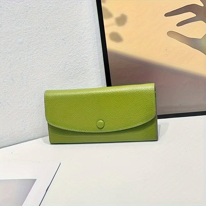 Trendy Multi-layer Long Wallet, Solid Color Credit Card Holder, Perfect Purse For Daily Use