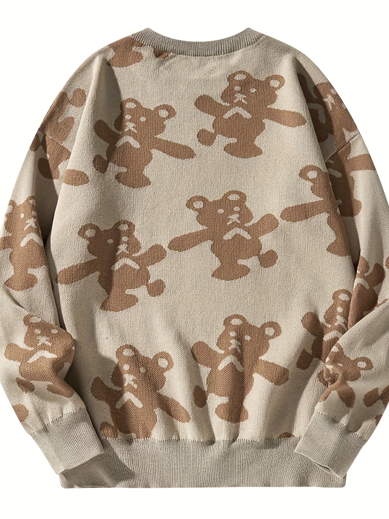 Antmvs Men's Cute Bear Pattern Pullover Sweater - Trendy & Warm Couple Clothing