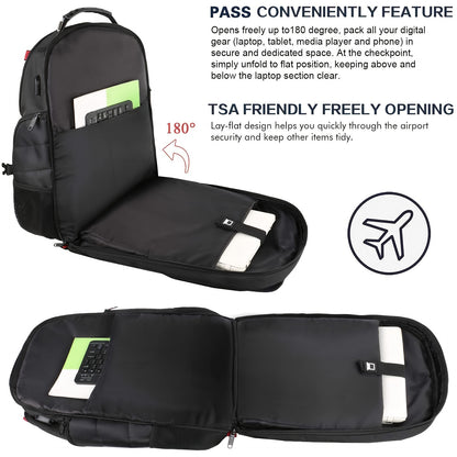 1pc Extra Large 17-Inch Laptop Backpack for Men and Women - Anti-Theft, Water Resistant, TSA Compliant, USB Port, Adjustable Shoulder Straps, Multiple Utility Pockets, Durable Polyester Fabric, Perfect for Travel, College, Business, and Outdoor Activities