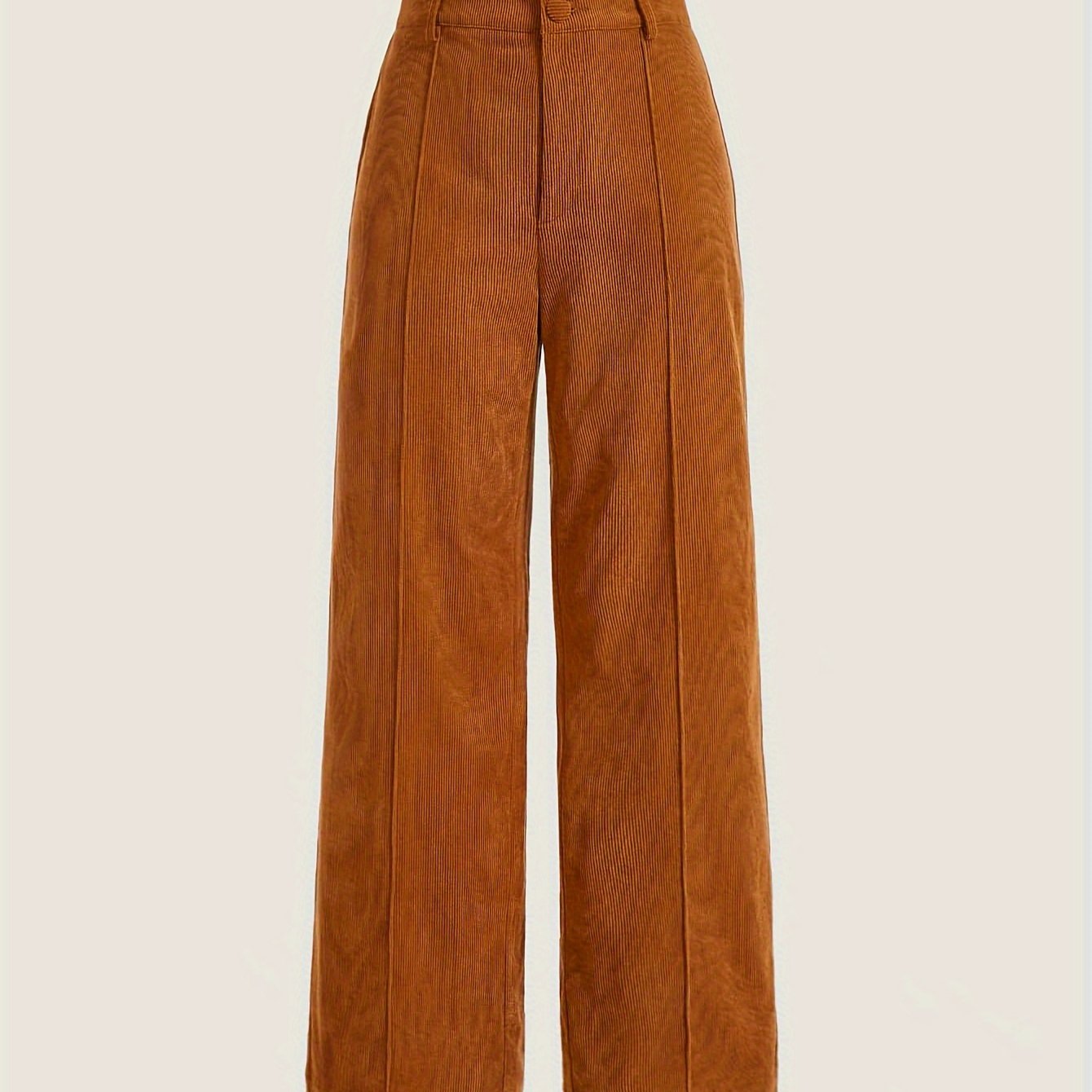 Antmvs Solid Corduroy Button Front Pants, Casual Wide Leg Pants For Fall & Winter, Women's Clothing