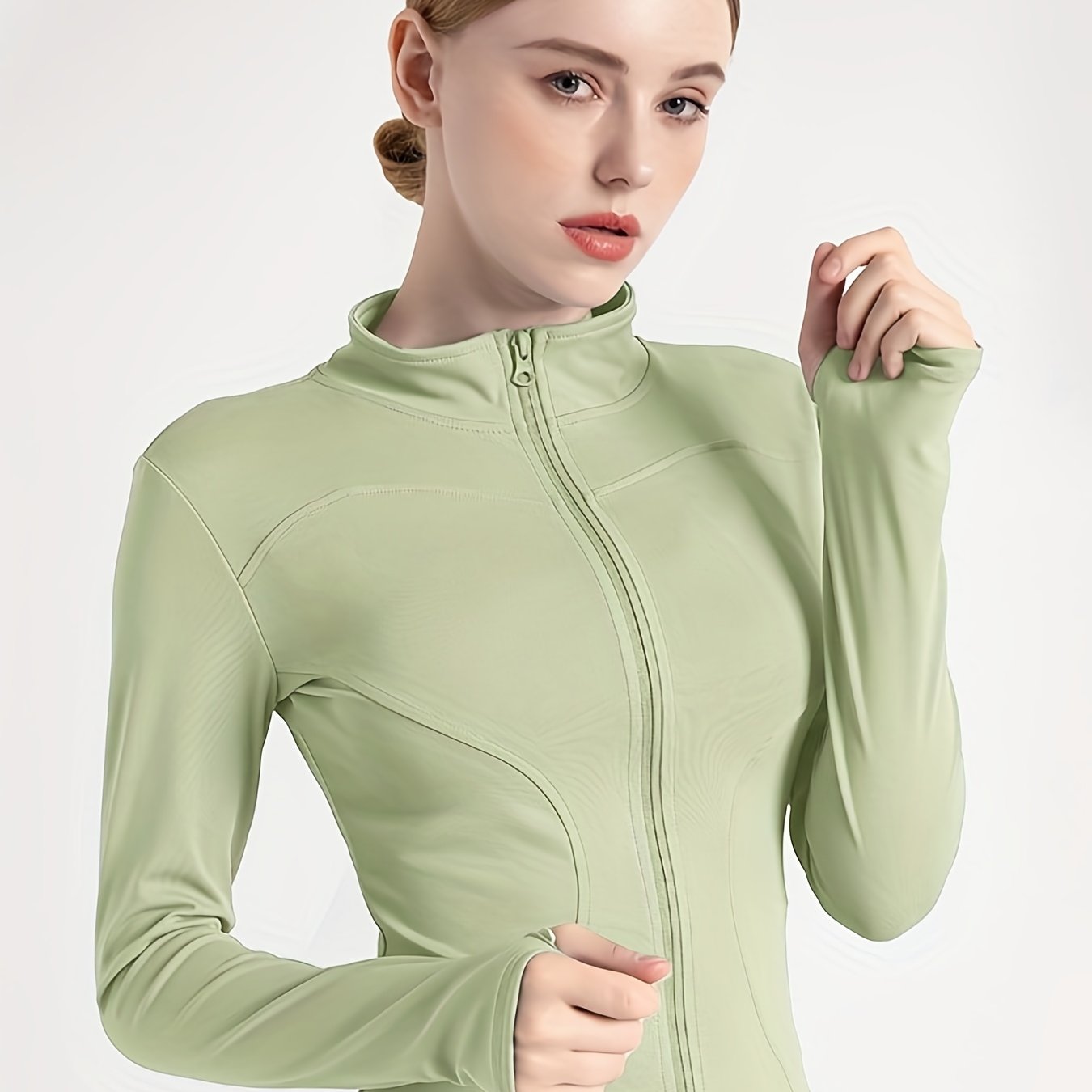 Antmvs Trendy Women's Long-sleeved Tight Sunscreen Yoga Suit, Stylish Fitness Running Yoga Sports Jacket