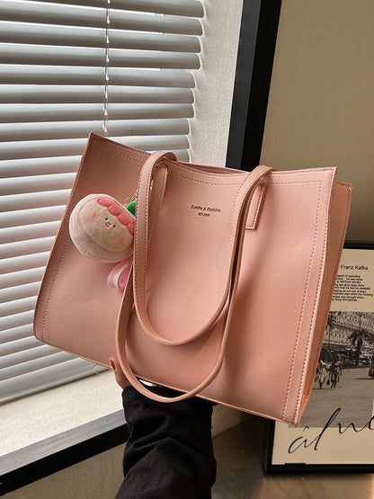 Antmvs Minimalist Tote Bag, Large Capacity Shoulder Bag, Soft Leather Canvas Top Handle Bag, Grocery Bag, School Bag, Cute Carryall Bag for Women