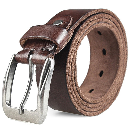 Antmvs Men Top Layer Leather  Casual High Quality Belt Vintage Design Pin Buckle Genuine Leather Belts For Men Original Cowhide