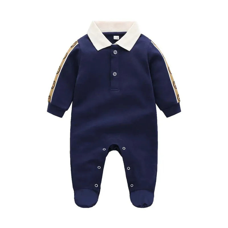 100% cotton kids designer Rompers baby boy girl top quality Long sleeve clothes 1-2 years old newborn Spring Autumn lapel Jumpsuits children's clothing G061