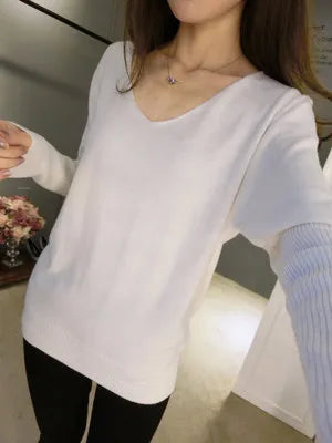 New Sweaters autumn winter cashmere sweater for women fashion sexy v-neck sweater loose wool sweater batwing sleeve plus size S-4XL pullover