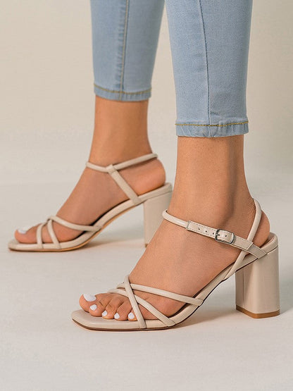 Antmvs Thin Strap Chunky Heel Sandals