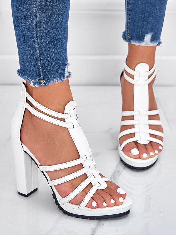 Antmvs Thick Heel Roman Thin Belt High Heels