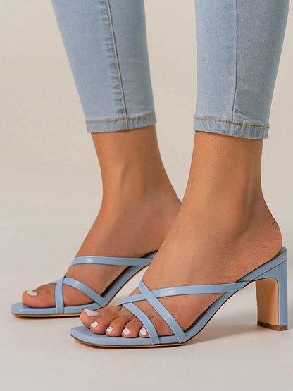 Antmvs Thin Strap Chunky Heel Sandals