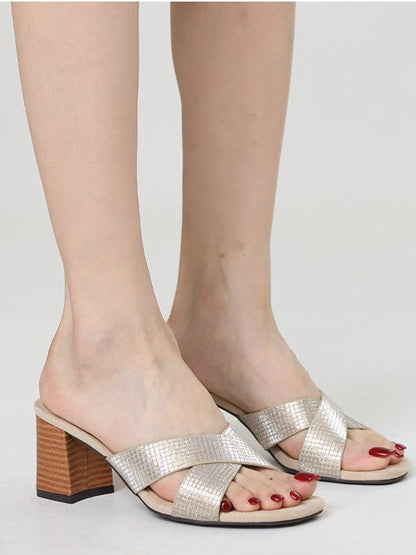 Antmvs Temperament French Style Chunky Heel Sandals