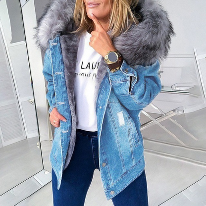 Warm Front Hooded Denim Jacket