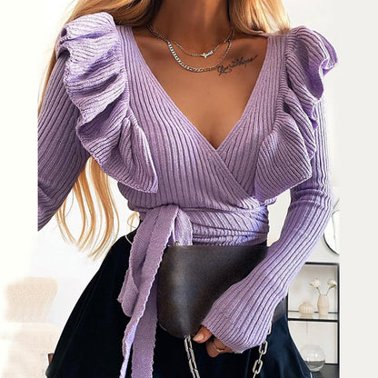 Chic Season Ruffle Wrapped Sweater