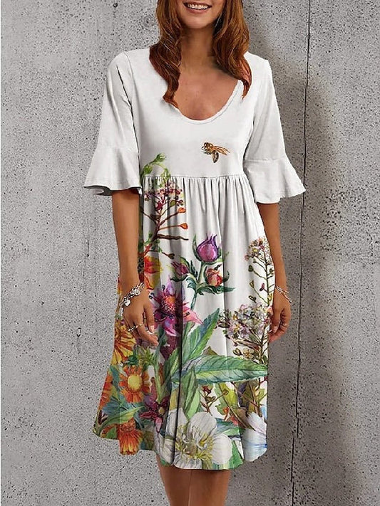 Sexy Loose Short Sleeve Printed Dress