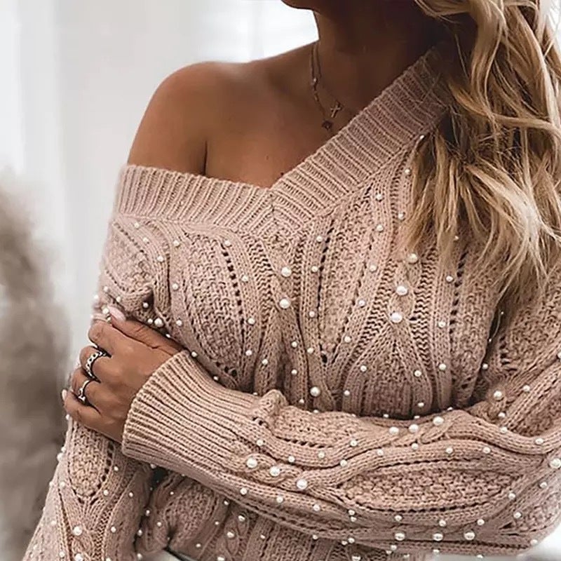 Pearl on Me V-neck Sweater