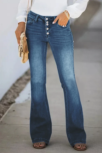 Antmvs Ripped  Button Fly Slim Flare Jeans