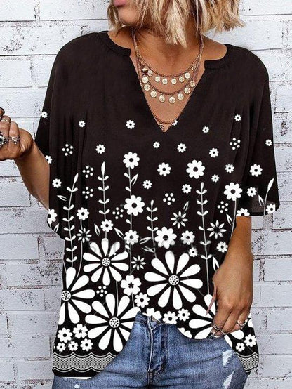 Shift Holiday Floral V Neck Shirts & Tops