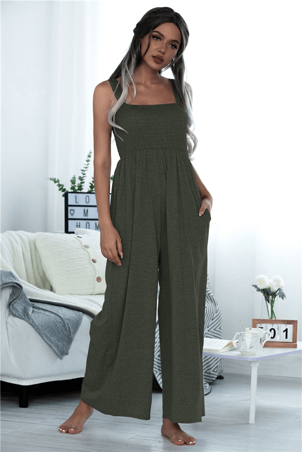 Antmvs Fashion Solid Color Wide-Legged Jumpsuit