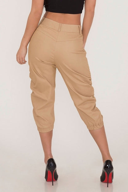 Antmvs Solid Color Pocket High Waist Pants