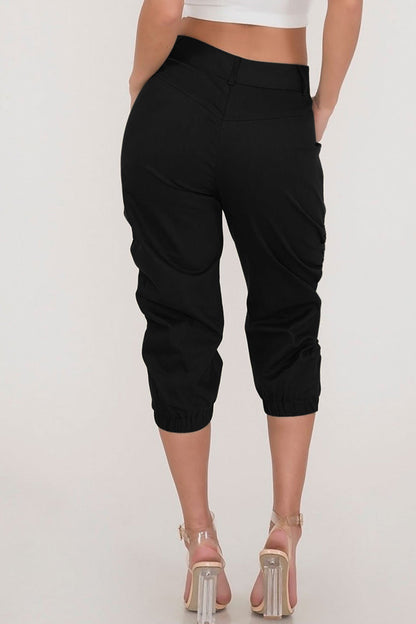 Antmvs Solid Color Pocket High Waist Pants