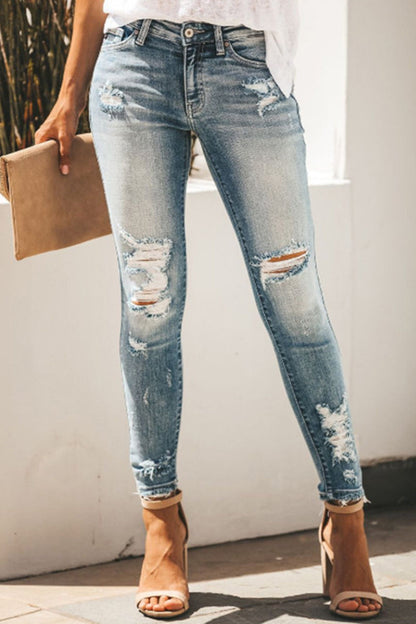 Antmvs Denim Hole Distressed Skinny Jeans