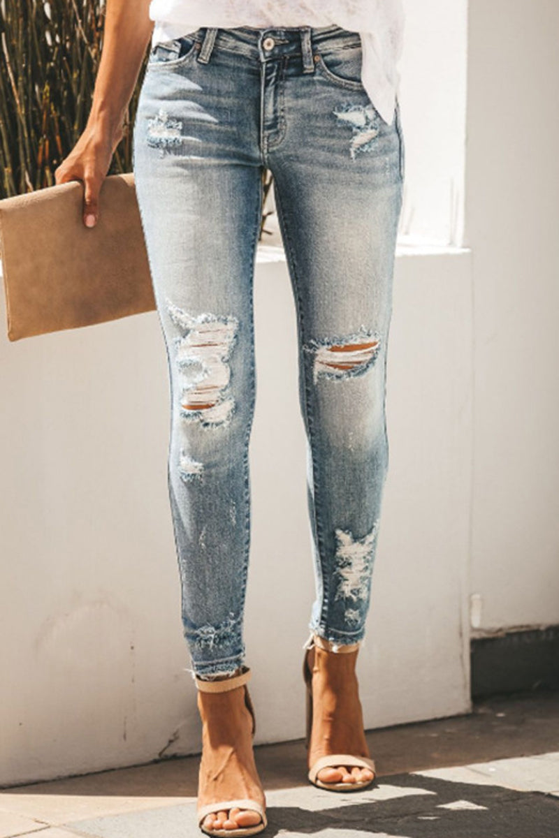 Antmvs Denim Hole Distressed Skinny Jeans