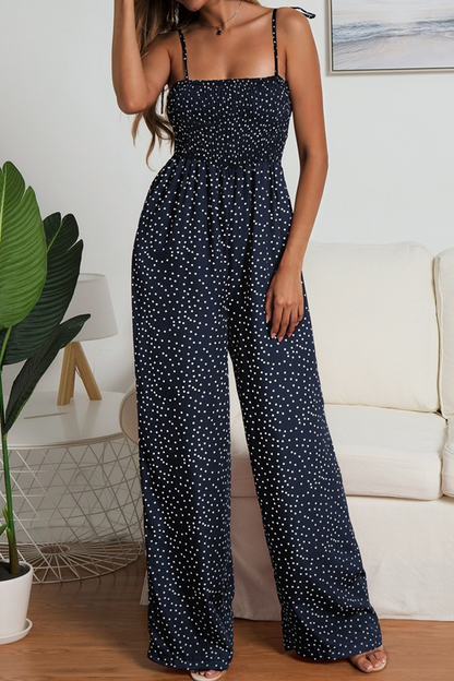 Antmvs Casual Dot Strap Design Strapless Straight Jumpsuits