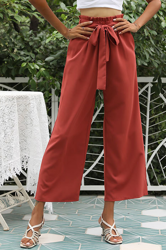 Antmvs Casual Solid With Belt Straight Wide Leg Solid Color Bottoms