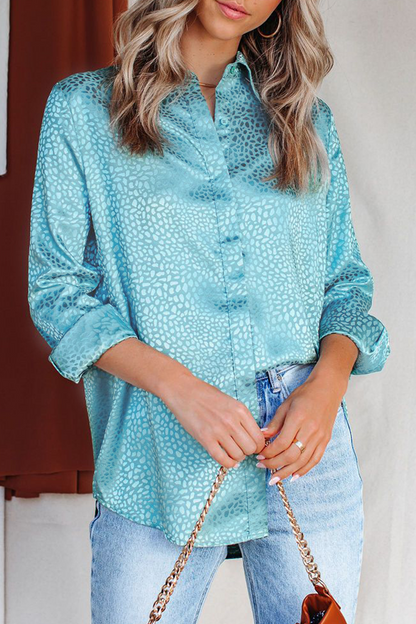 Casual Elegant Leopard Buckle Turndown Collar Tops