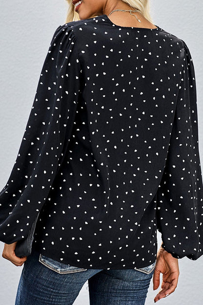 Fashion Sweet Dot Split Joint V Neck Tops