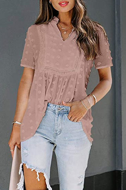 Casual Elegant Solid Split Joint V Neck Tops