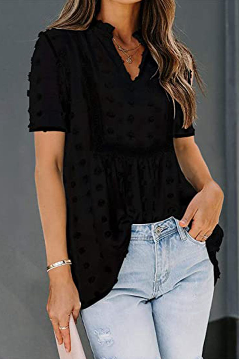 Casual Elegant Solid Split Joint V Neck Tops