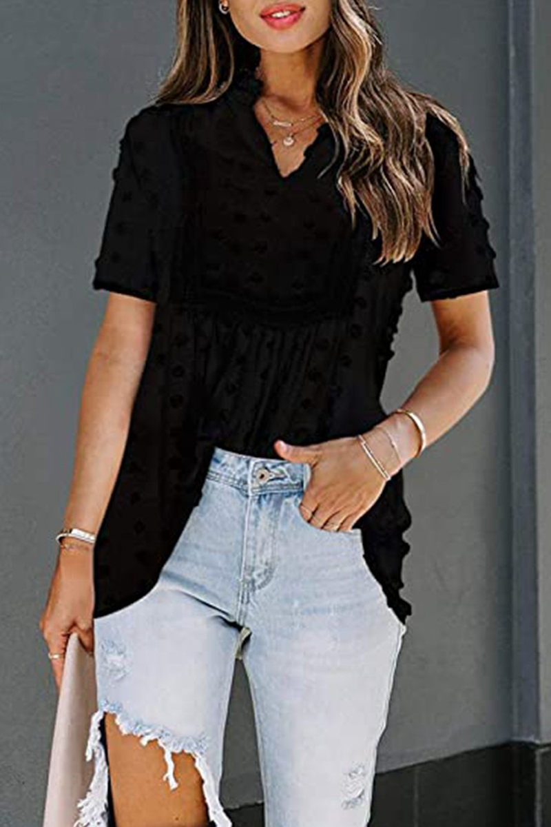 Casual Elegant Solid Split Joint V Neck Tops