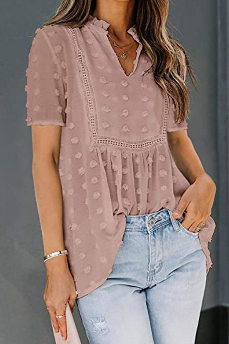 Casual Elegant Solid Split Joint V Neck Tops