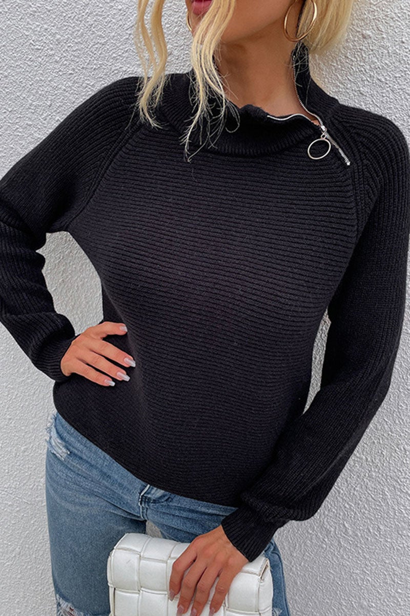 Fashion Casual Solid Split Joint Turtleneck Tops���7 colors���