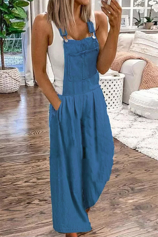 Antmvs Casual Solid Pocket Fold Strapless Jumpsuits