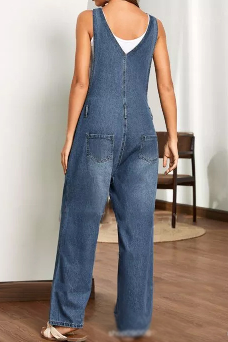 Antmvs Casual Solid Split Joint Harlan Jumpsuits