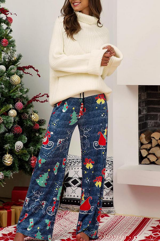 Antmvs Festive Wide Leg Christmas Long Pants