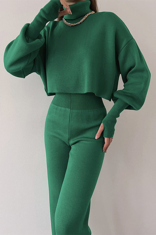 Antmvs Casual Solid Solid Color Turtleneck Long Sleeve Two Pieces